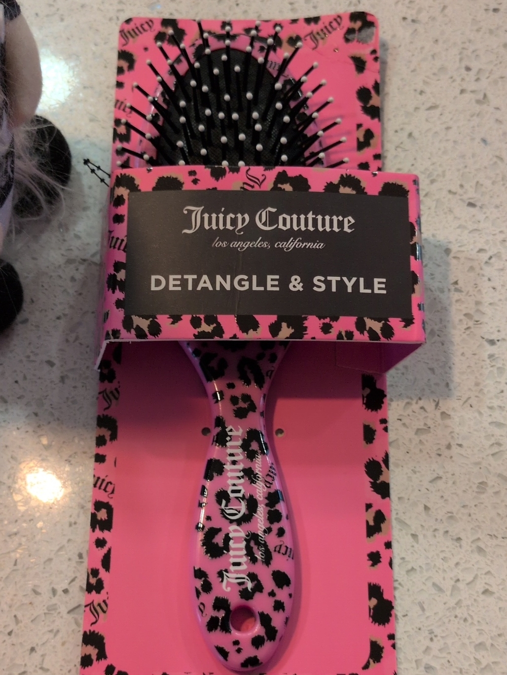 Juicy Couture Pink and Black Leopard Detangle & Style Hair Brush